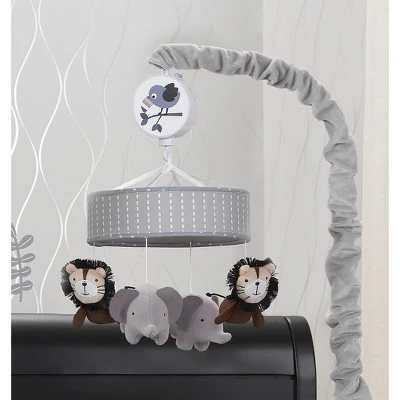 Lambs & Ivy Urban Jungle Gray/Brown Lion & Elephant Musical Baby Crib Mobile 2 Lambs & Ivy Urban Jungle Gray/Brown Lion & Elephant Musical Baby Crib Mobile - Image 2
