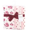 Hudson Baby Infant Girl Cotton Flannel Burp Cloths 7pk, Cream Rose, One Size