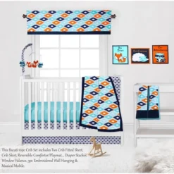 Bacati - Aztec Print Liam Aqua Orange Navy 10 Pc Crib Bedding Set With 2 Crib Fitted Sheets -Graco Shop GUEST 9a0065b9 7b02 485f ac03 b057dacf2e41