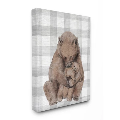 Stupell Industries Bear And Cub Nursery Illustration Grey Farmer Plaid 3 Stupell Industries Bear And Cub Nursery Illustration Grey Farmer Plaid - Image 3