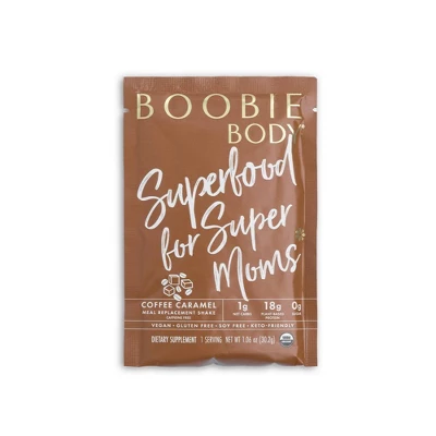 Boobie Body Organic Superfood Plant-Based Protein Shake Coffee Caramel - 1.03oz -10 Single Serve Packets 1 Boobie Body Organic Superfood Plant-Based Protein Shake Coffee Caramel - 1.03oz -10 Single Serve Packets