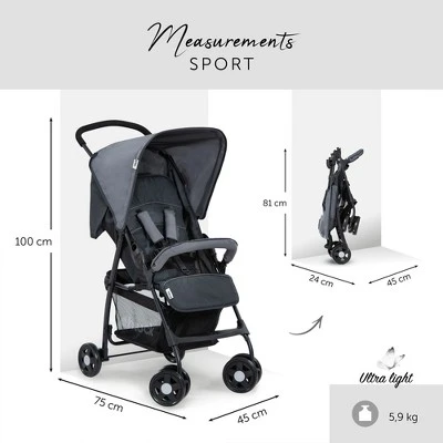 Hauck Sport T13 Lightweight Compact Foldable Stroller Pushchair With UV Protected Canopy And Swiveling And Lockable Front Wheels, Charcoal Stone 1 Hauck Sport T13 Lightweight Compact Foldable Stroller Pushchair With UV Protected Canopy And Swiveling And Lockable Front Wheels, Charcoal Stone