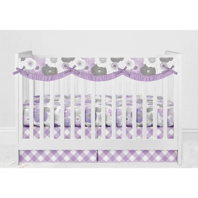 Bacati - Watercolor Floral Purple Gray 10 Pc Girls Crib Bedding Set With Long Rail Guard Cover 9 Bacati - Watercolor Floral Purple Gray 10 Pc Girls Crib Bedding Set With Long Rail Guard Cover - Image 9