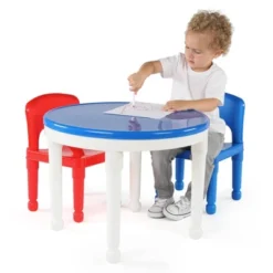 3pc Round Plastic Construction Table With 2 Chairs And Cover Blue/Red/White - Humble Crew -Graco Shop GUEST 9fd77dfd ec10 4b24 9ce1 1d7f287c2d13