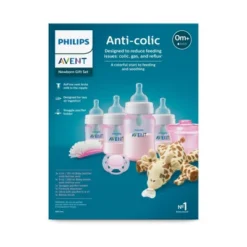 Philips Avent Anti-Colic Baby Bottle With AirFree Vent Newborn Gift Set With Snuggle - Pink - 8pc