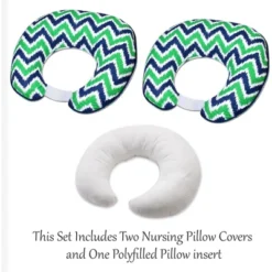 Bacati - 3 Pc Chevron/Dots Navy Green Hugster Feeding & Infant Support Nursing Pillow With 2 Removable Zippered Covers -Graco Shop GUEST a24ad0ed 1993 49e7 a5d9 e5dc54f143c9