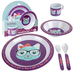 Laptop Lunches 5 Pc Mealtime Baby Feeding Set For Kids And Toddlers - Includes Plate, Bowl, Cup, Fork And Spoon Utensil Flatware