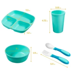 ECR4Kids My First Meal Pal Combo Set, Kids Plastic Tableware And Utensils, 15-Piece