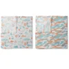 Jungle Safari Boys Aqua/Orange 2 Pack Muslin Swaddling Blanket