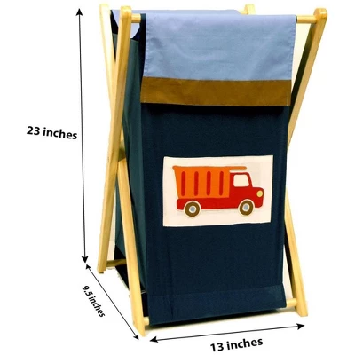 Bacati - Transportation Multicolor Laundry Hamper With Wooden Frame 1 Bacati - Transportation Multicolor Laundry Hamper With Wooden Frame