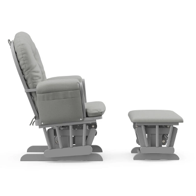 Storkcraft Hoop Glider And Ottoman - Pebble Gray Frame/Light Gray Fabric 4 Storkcraft Hoop Glider And Ottoman - Pebble Gray Frame/Light Gray Fabric - Image 4