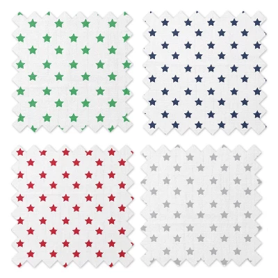 Bacati - Stars Boys Swaddling Muslin Blankets Of 4 (Navy,Green, Red,Gray) 4 Bacati - Stars Boys Swaddling Muslin Blankets Of 4 (Navy,Green, Red,Gray) - Image 4