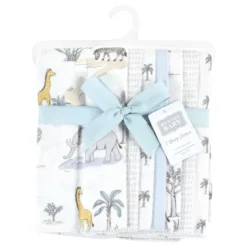 Hudson Baby Infant Boy Cotton Flannel Burp Cloths, Boy Safari World 7-Pack, One Size