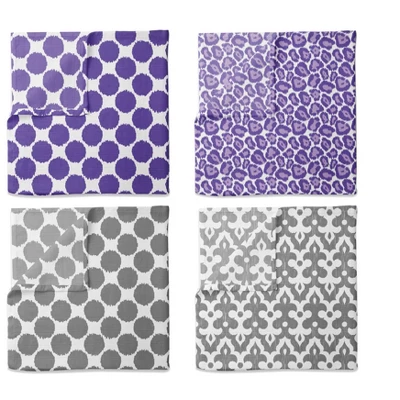 Bacati - Ikat Dots Leopard Purple Grey Girls 10 Pc Crib Set With Long Rail Guard Cover & 4 Muslin Swaddling Blankets 2 Bacati - Ikat Dots Leopard Purple Grey Girls 10 Pc Crib Set With Long Rail Guard Cover & 4 Muslin Swaddling Blankets - Image 2
