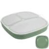 Re-Play Silicone Suction Divided Dining Plate With Lid - Sage