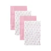 Hudson Baby Infant Girl Cotton Muslin Swaddle Blankets, Pink Sheep 4-Piece, 2-Pack
