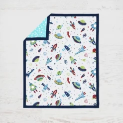 Bacati - Airspace Aqua Navy Green Red 3 Pc Crib Bedding Set