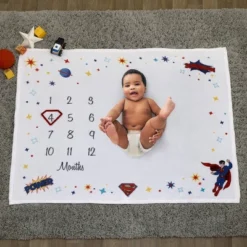 Warner Bros. Superman Milestone Baby Blanket -Graco Shop GUEST b69663cd 92e2 4dc7 82b3 3d194e5b9efc