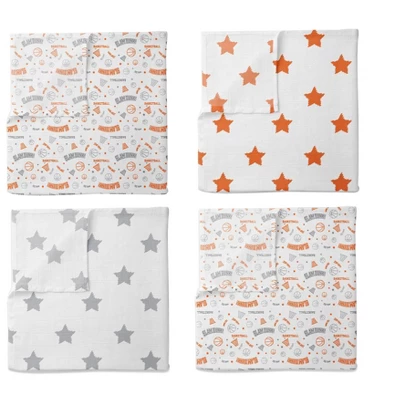 Bacati - Basketball Orange/Gray Muslin Swaddling Blankets Set Of 4 1 Bacati - Basketball Orange/Gray Muslin Swaddling Blankets Set Of 4