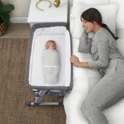 Simmons Kids' Dream Bedside Baby Bassinet Sleeper With Breathable Mesh And Adjustable Heights - Lightweight Portable Crib - Gray -Graco Shop GUEST bc237a79 6892 48df b0c4 657c36e40b2e