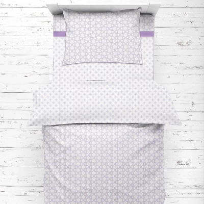Bacati - Petals/Floral Lilac Girls Muslin 4 Pc Toddler Bedding Set 3 Bacati - Petals/Floral Lilac Girls Muslin 4 Pc Toddler Bedding Set - Image 3