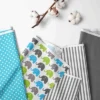 Bacati - Elephants Aqua/Lime/Gray 6 Pc Crib Bedding Set With Long Rail Guard Cover