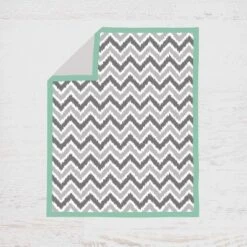 Bacati - Ikat Dots Stripes Mint Grey Neutral 10 Pc Crib Set With Long Rail Guard Cover & 4 Muslin Swaddling Blankets -Graco Shop GUEST bee40cd3 7580 4c6b 8fdb c08bbfd5a865