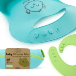 KeaBabies 2-Pack Silicone Bibs For Babies, Food Grade Silicone Baby Bibs For Eating, Feeding, Toddler Bibs, Boys, Girls