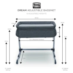 Simmons Kids' Dream Bedside Baby Bassinet Sleeper With Breathable Mesh And Adjustable Heights - Lightweight Portable Crib - Gray -Graco Shop GUEST c10b0cea 85b1 4a85 a54e 4d80afc2b4af