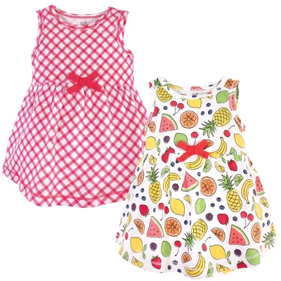 Touched By Nature Baby And Toddler Girl Organic Cotton Sleeveless Dresses 2pk, Fruit 1 Touched By Nature Baby And Toddler Girl Organic Cotton Sleeveless Dresses 2pk, Fruit