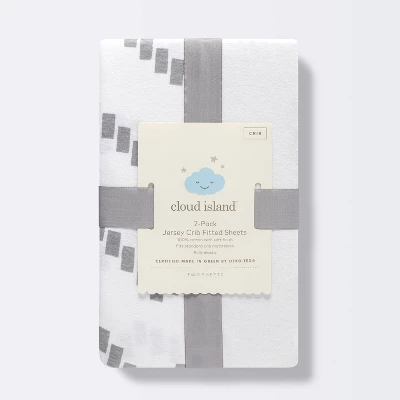 Fitted Jersey Crib Sheet - Cloud Island™ Gray Chevron And Solid White - 2pk 3 Fitted Jersey Crib Sheet - Cloud Island™ Gray Chevron And Solid White - 2pk - Image 3