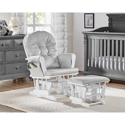 Suite Bebe Mason Glider And Ottoman - White Wood And Gray Fabric 1 Suite Bebe Mason Glider And Ottoman - White Wood And Gray Fabric