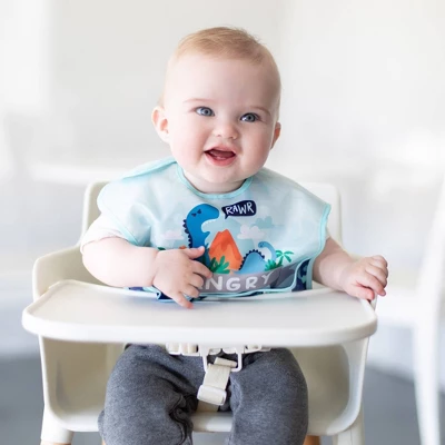 Bumkins Hangry Dinosaurs Blue Tropics Bib - 3pk 3 Bumkins Hangry Dinosaurs Blue Tropics Bib - 3pk - Image 3