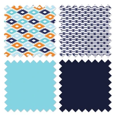 Bacati - Liam Aqua Orange Navy 3 Pc Toddler Bedding Sheet Set 6 Bacati - Liam Aqua Orange Navy 3 Pc Toddler Bedding Sheet Set - Image 6