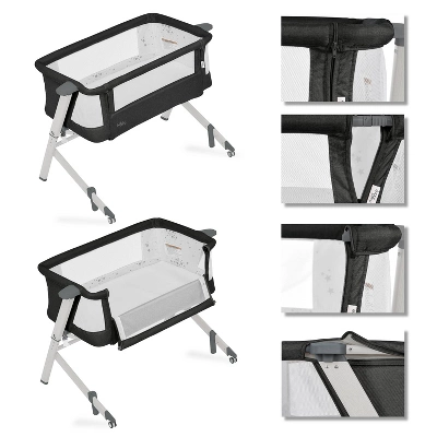 Evolur Stellar Bassinet And Bedside Sleeper - Black 2 Evolur Stellar Bassinet And Bedside Sleeper - Black - Image 2