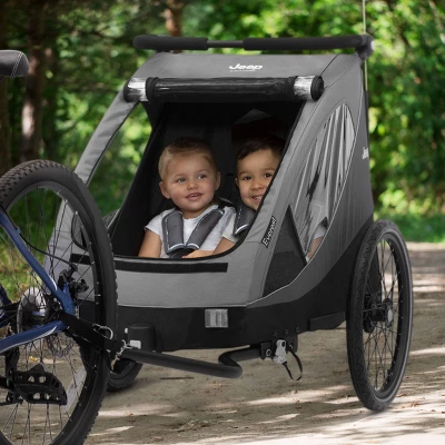 Delta Children Jeep Everest 2-in-1 Child Bike Trailer And Stroller - Gray 2 Delta Children Jeep Everest 2-in-1 Child Bike Trailer And Stroller - Gray - Image 2