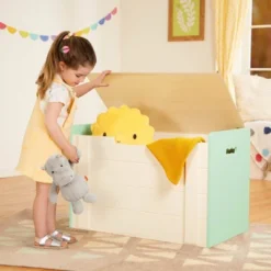 Tidy Wooden Toybox Ivory/Mint Green - B. Spaces
