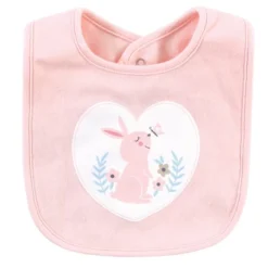 Hudson Baby Infant Girl Cotton Bibs, Sweet Bunny, One Size