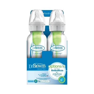 Dr. Brown's Dr. Brown's Options+ Anti-Colic Bottle - Blue And Clear - 8oz/4pk 2 Dr. Brown's Dr. Brown's Options+ Anti-Colic Bottle - Blue And Clear - 8oz/4pk - Image 2