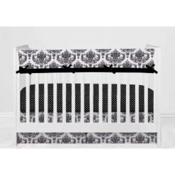 Bacati - Classic Damask Black/Grey/White 6 Pc Crib Bedding Set With Long Rail Guard Cover -Graco Shop GUEST d1ba7fc6 5708 4472 be84 eb5dae2b7786