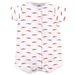 Touched By Nature Baby Boy Organic Cotton Rompers 3pk, Geometric Bear