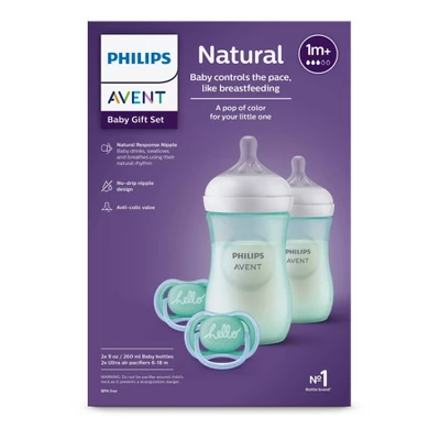 Philips Avent Natural Baby Bottle With Natural Response Nipple Baby Gift Set - Teal - 4pc 1 Philips Avent Natural Baby Bottle With Natural Response Nipple Baby Gift Set - Teal - 4pc