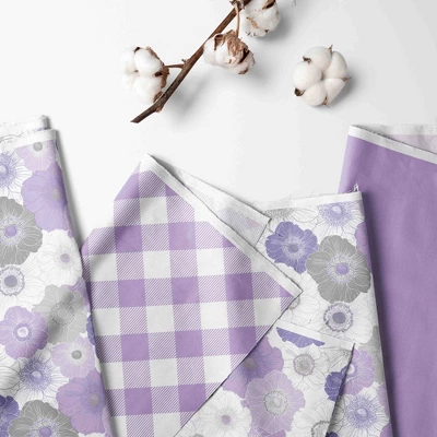 Bacati - Watercolor Floral Purple Gray 10 Pc Girls Crib Bedding Set With Long Rail Guard Cover 3 Bacati - Watercolor Floral Purple Gray 10 Pc Girls Crib Bedding Set With Long Rail Guard Cover - Image 3