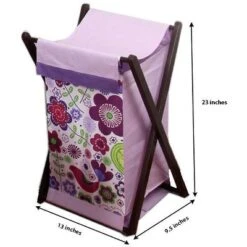 Bacati - Botanical Purple Laundry Hamper With Wooden Frame -Graco Shop GUEST d8d44033 ff5d 4052 a54b 9acce321cbc9