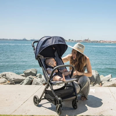 Inglesina Quid Baby Stroller - Ultra-Compact & Folding, Large Canopy, Travel-Friendly Fits In Airplane Overhead - Age 3 Months To 50 Lbs, College Navy 4 Inglesina Quid Baby Stroller - Ultra-Compact & Folding, Large Canopy, Travel-Friendly Fits In Airplane Overhead - Age 3 Months To 50 Lbs, College Navy - Image 4