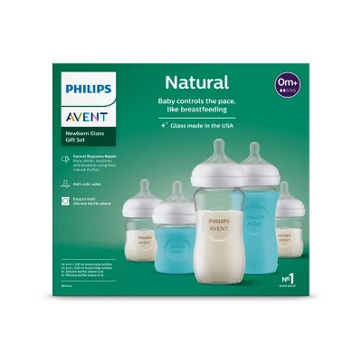 Philips Avent Glass Natural Bottle With Natural Response Nipple Baby Set - 7pc 1 Philips Avent Glass Natural Bottle With Natural Response Nipple Baby Set - 7pc