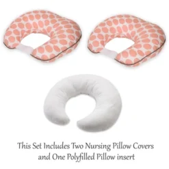 Bacati - 3 Pc Ikat Zigzag Coral Dots Muslin Hugster Feeding & Infant Support Nursing Pillow Nursing Pillow With Insert