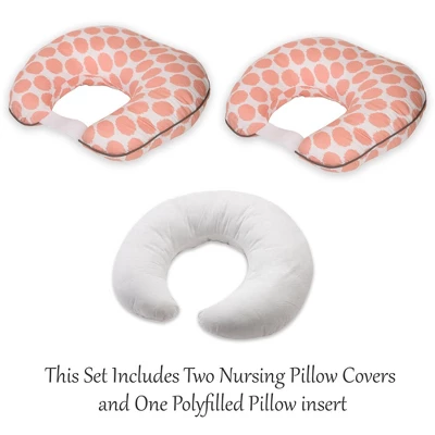 Bacati - 3 Pc Ikat Zigzag Coral Dots Muslin Hugster Feeding & Infant Support Nursing Pillow Nursing Pillow With Insert 1 Bacati - 3 Pc Ikat Zigzag Coral Dots Muslin Hugster Feeding & Infant Support Nursing Pillow Nursing Pillow With Insert