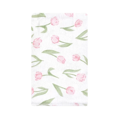 Hudson Baby Infant Girl Cotton Flannel Burp Cloths, Pink Tulips, One Size 2 Hudson Baby Infant Girl Cotton Flannel Burp Cloths, Pink Tulips, One Size - Image 2