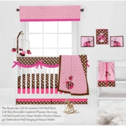 Bacati - Ladybugs Pink Chocolate 10 Pc Crib Bedding Set With Long Rail Guard Cover -Graco Shop GUEST de86d433 fed2 499d 83bc 16e94af2960a